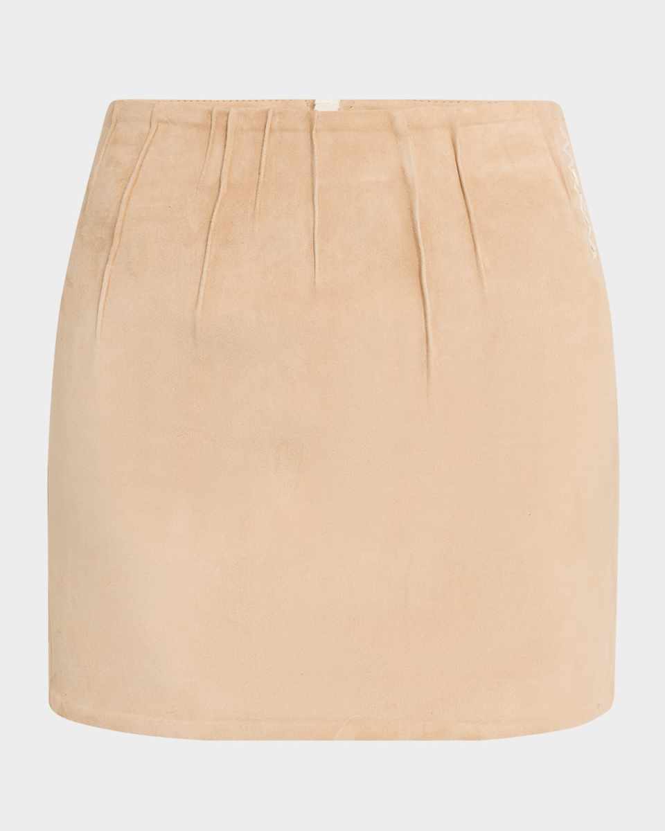 Pintuck Suede Mini Skirt